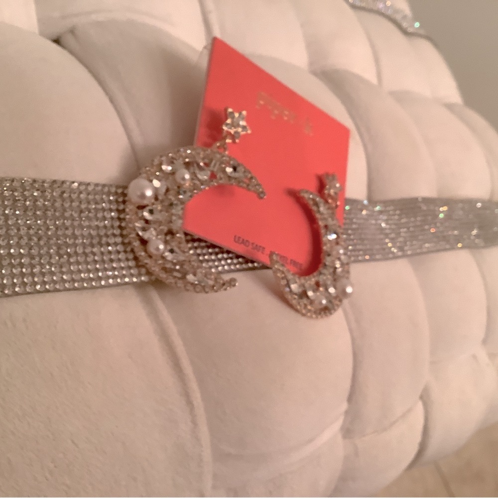 Beautiful half moon crystal earrings
